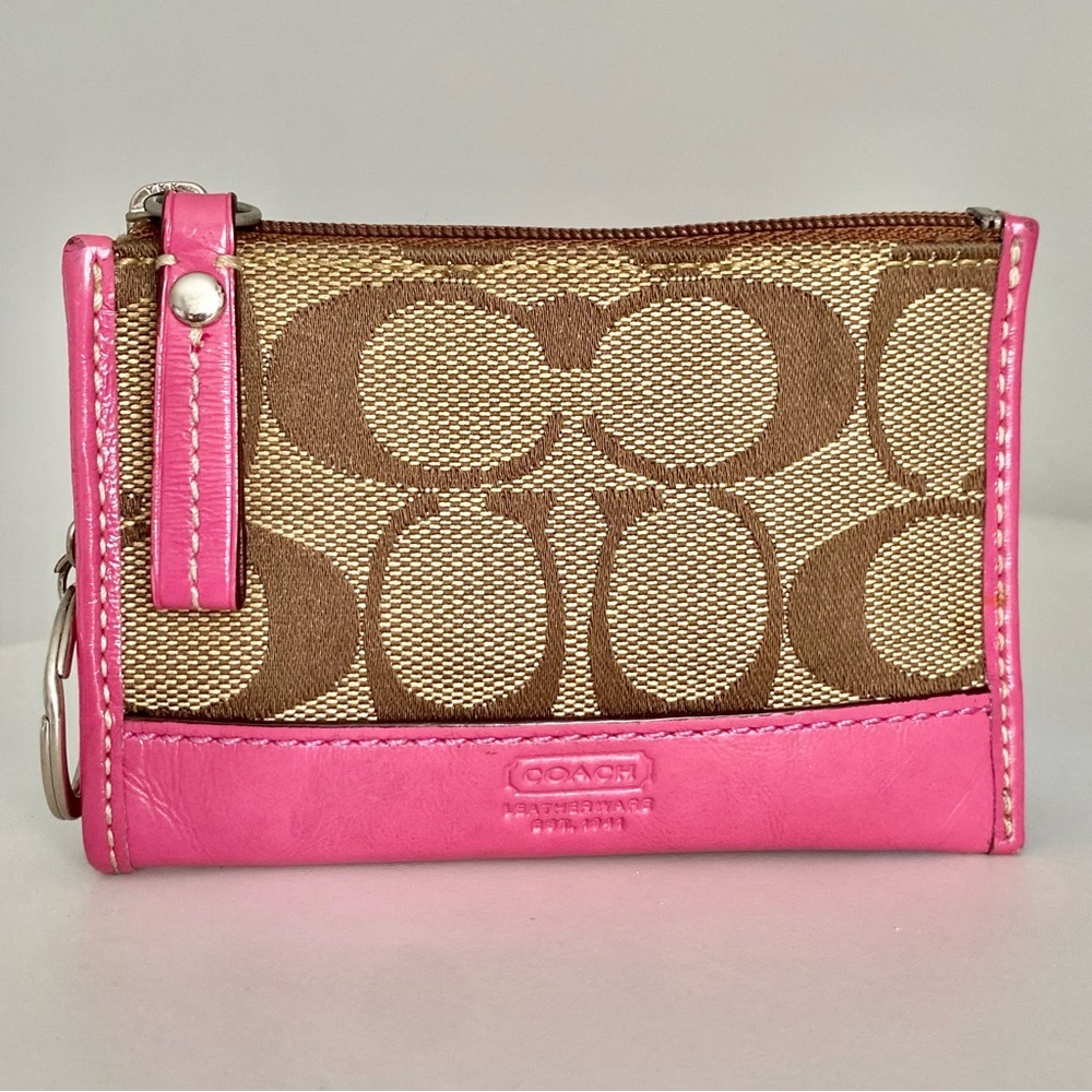 Coach Monogram Pink Leather Cardholder